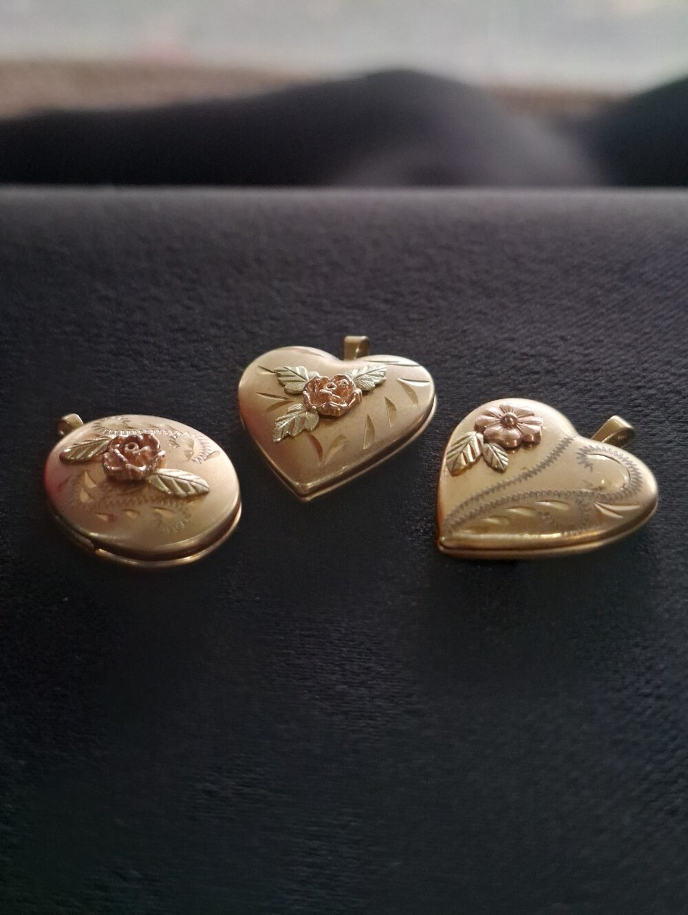 Vintage Black Hills Gold GF 3 Locket Bundle No Chain - Picture 2 of 11